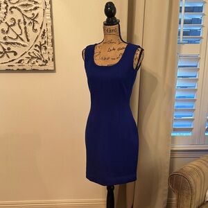 Vintage Yvonne La Fleur New Orleans Royal Blue Wool Knit Sleeveless Dress S